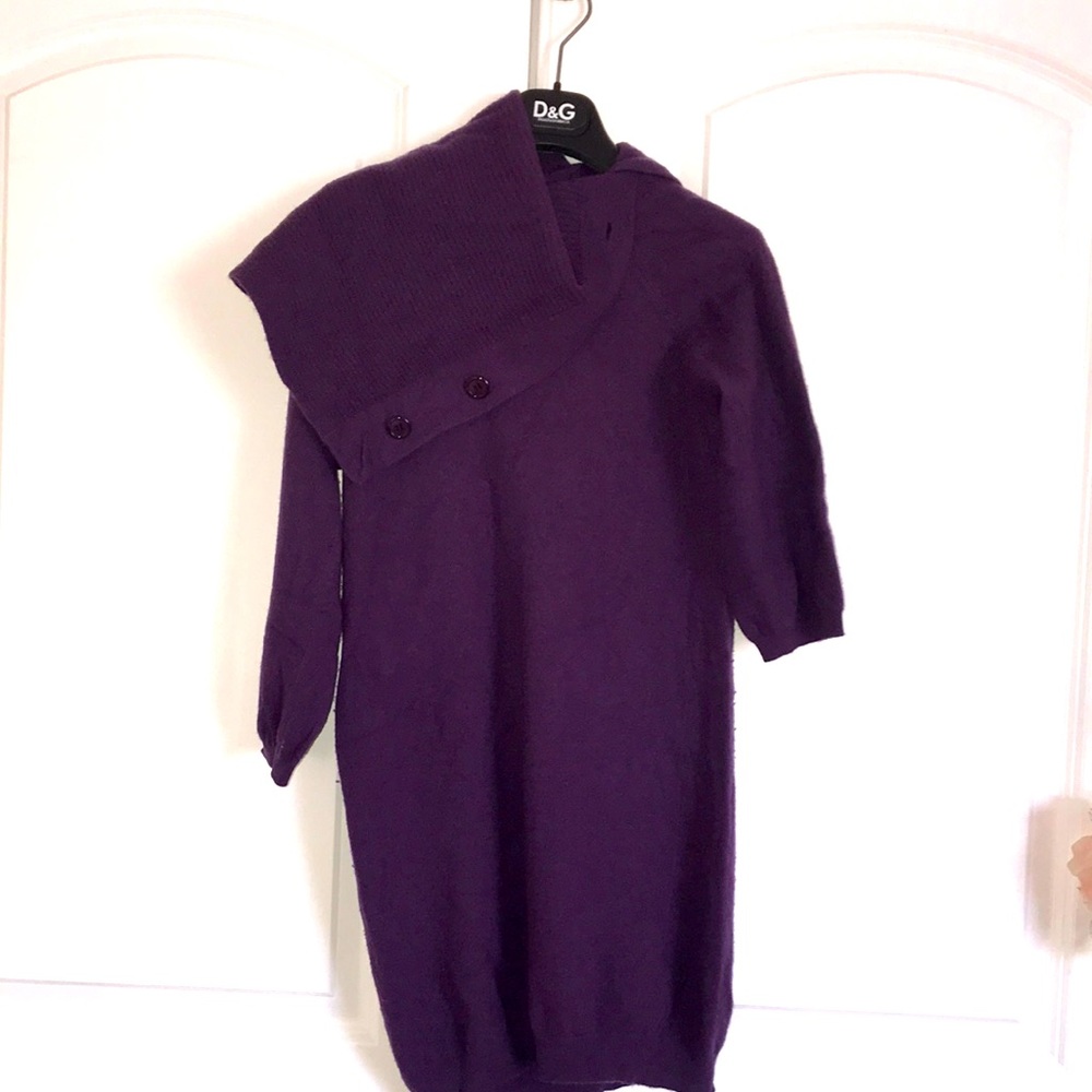 Sisley Purple Asymmetric Knit Mini Dress